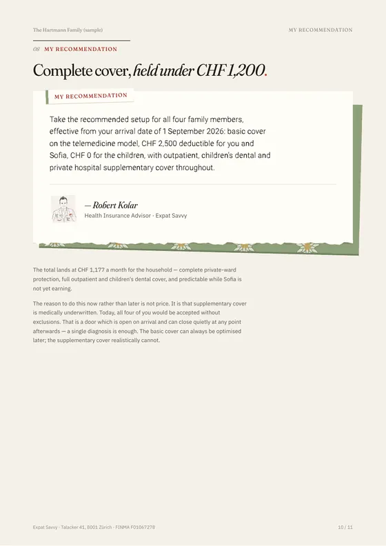 The sample report’s signed recommendation (page 10 of 11)