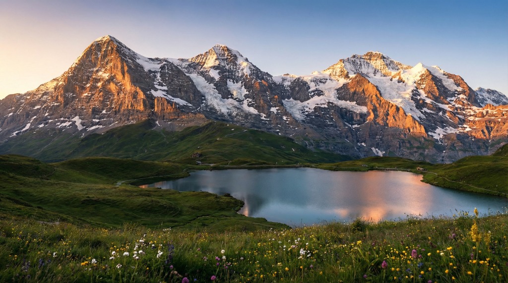 Swiss Pension Planning - Eiger, Mönch, Jungfrau at Sunset